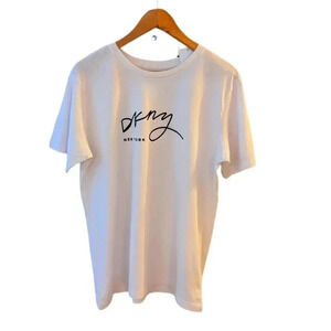 NWT DKNY Large White T-Shirt Cotton DKNY Logo In Front